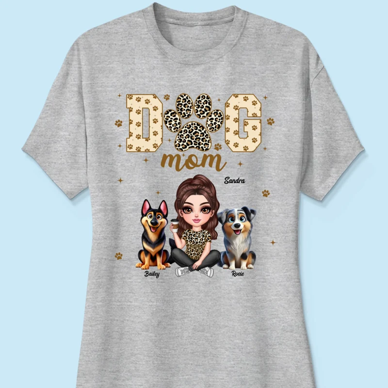 Dog Mom Leopard 3D Cute Dogs Personalized Shirt - Image 15