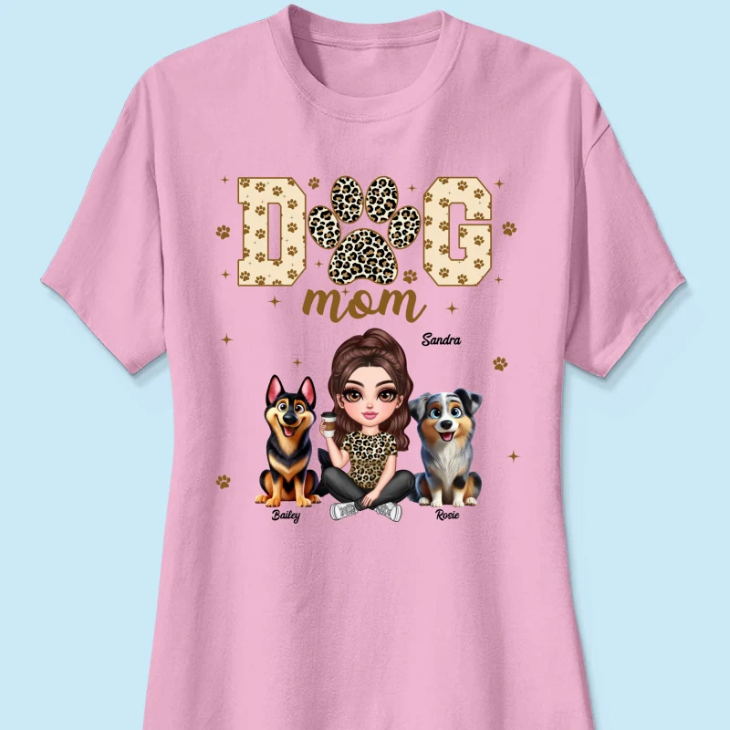 Dog Mom Leopard 3D Cute Dogs Personalized Shirt - Image 16
