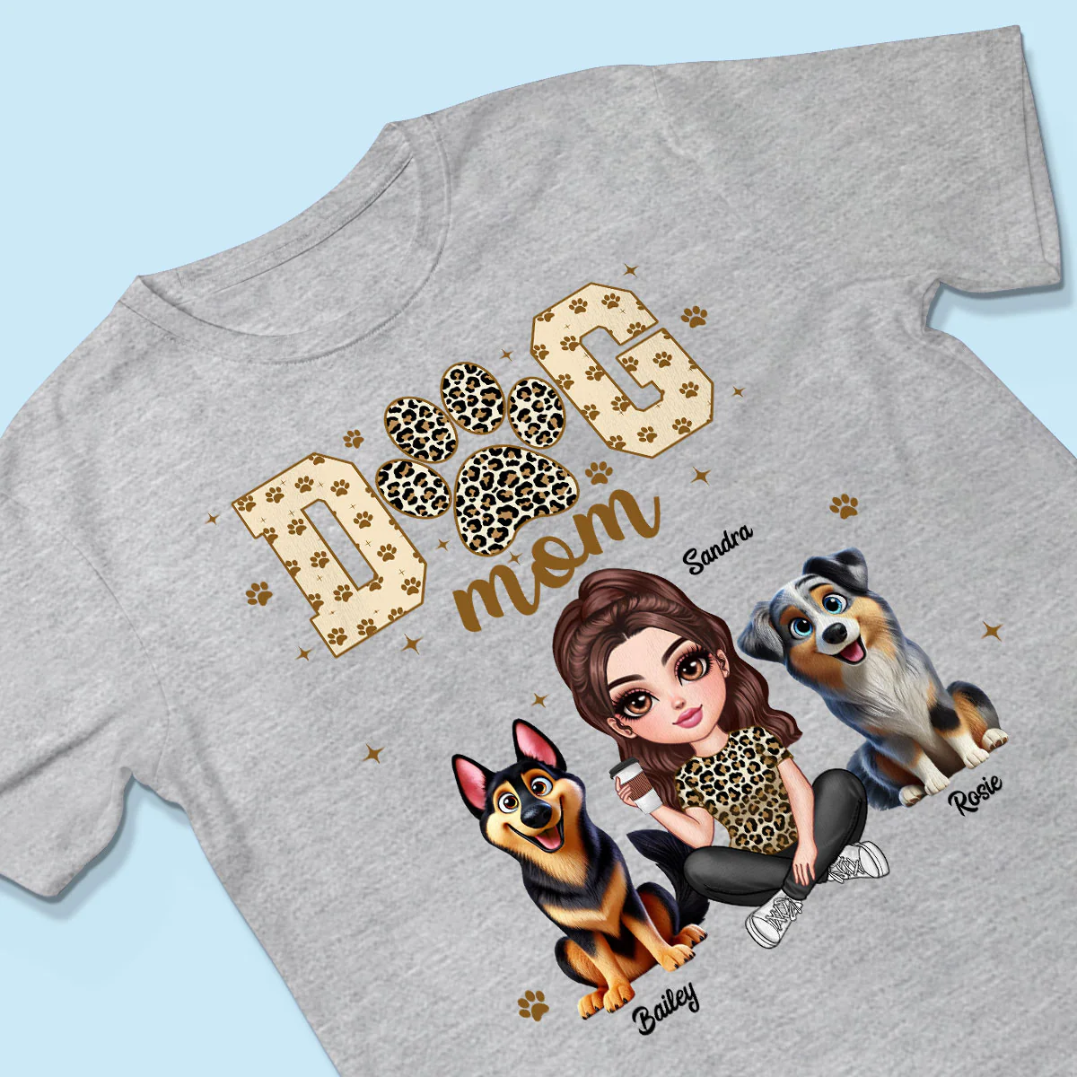 Dog Mom Leopard 3D Cute Dogs Personalized Shirt - Image 6