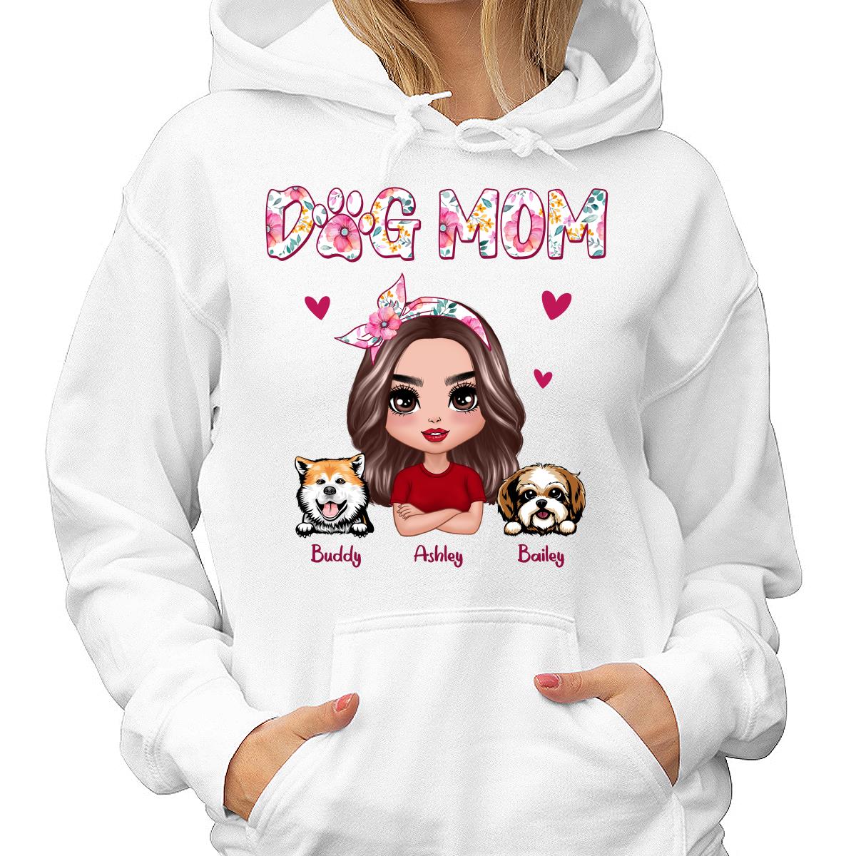 Dog Mom Pink Floral Words Gift For Dog Lovers Personalized Shirt - Image 4
