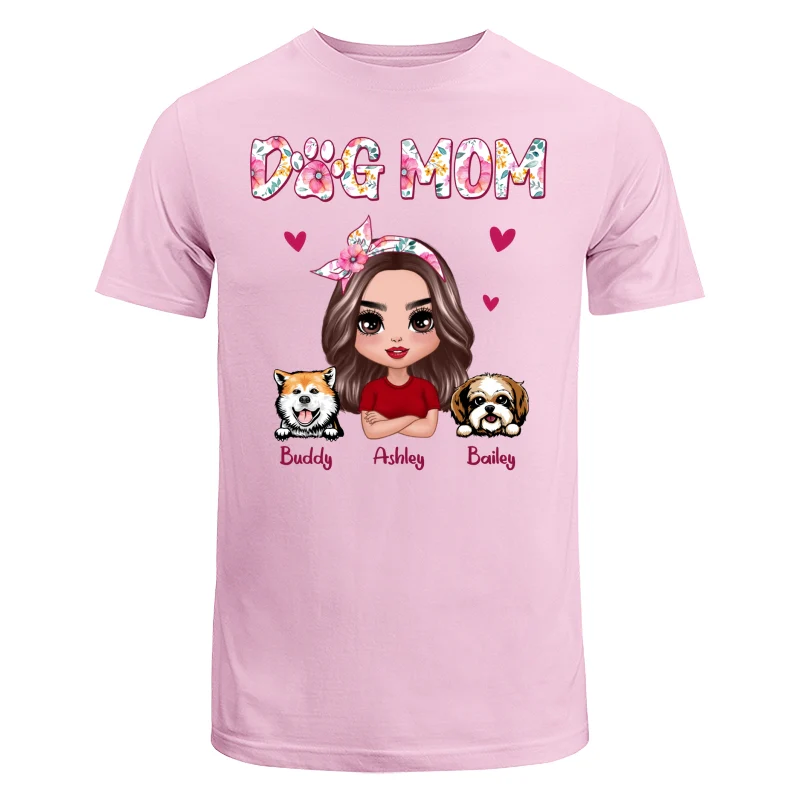 Dog Mom Pink Floral Words Gift For Dog Lovers Personalized Shirt - Image 7