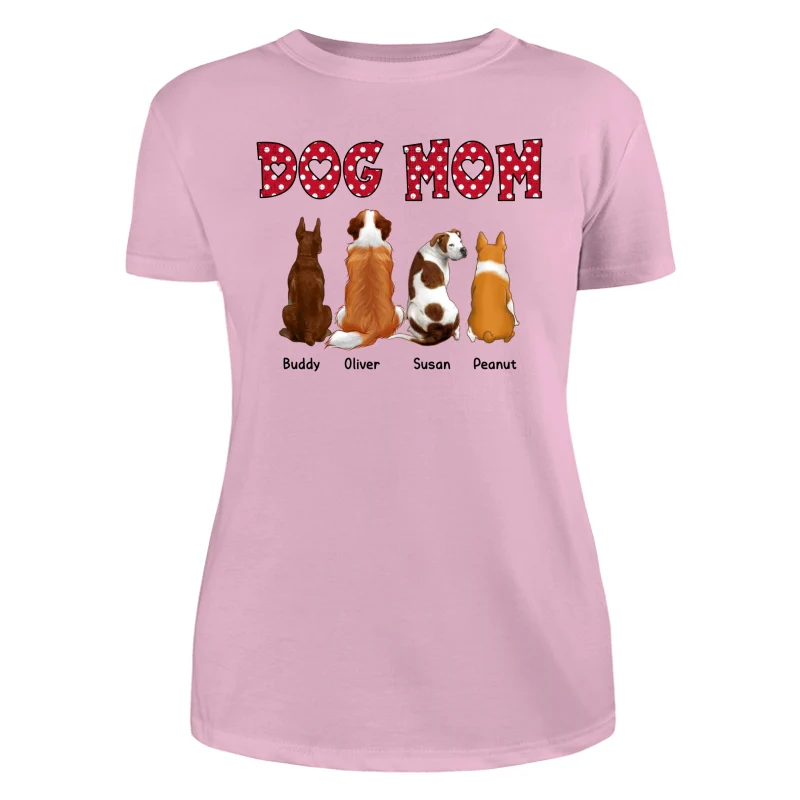 Dog Mom Polka Dot Sitting Dog Back View Personalized Shirt - Image 11
