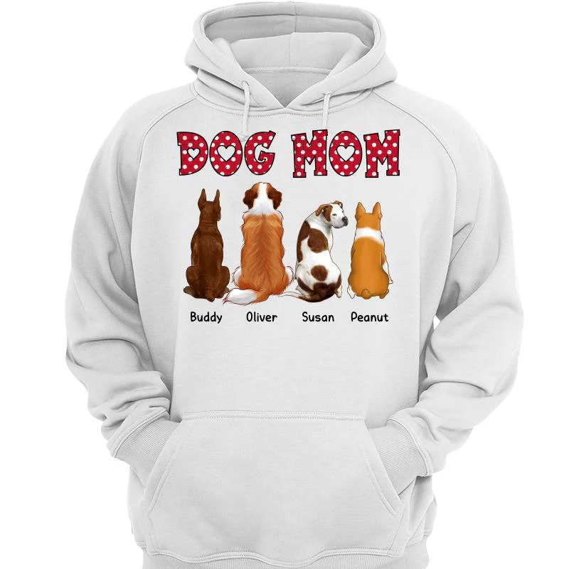 Dog Mom Polka Dot Sitting Dog Back View Personalized Shirt - Image 3