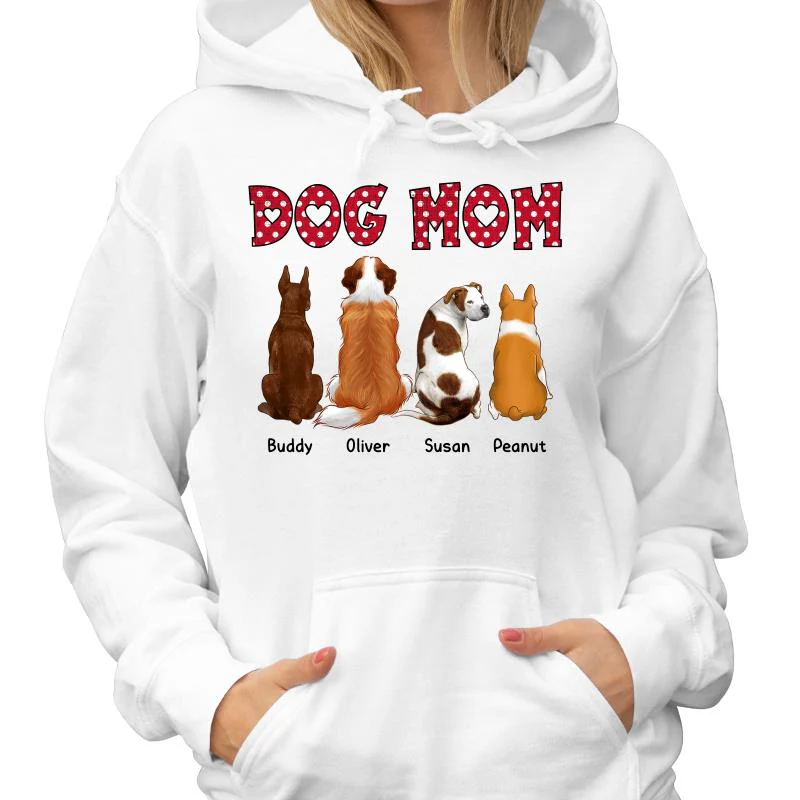 Dog Mom Polka Dot Sitting Dog Back View Personalized Shirt - Image 4