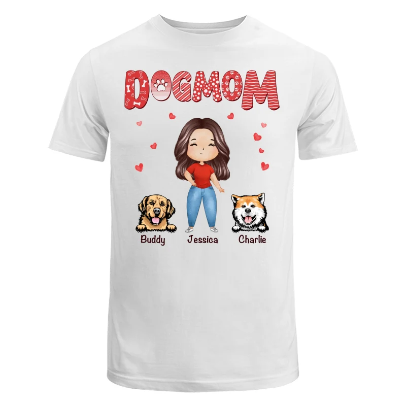 Dog Mom Red Patterned Watercolor Personalized Shirt - Image 5