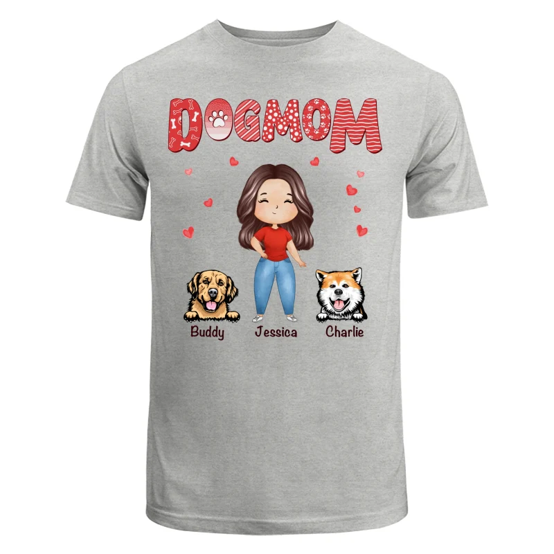 Dog Mom Red Patterned Watercolor Personalized Shirt - Image 6