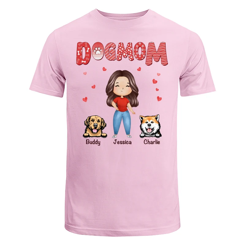 Dog Mom Red Patterned Watercolor Personalized Shirt - Image 7