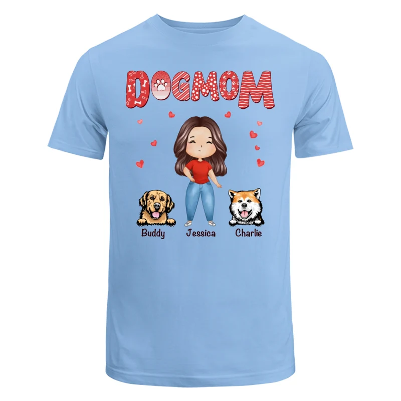 Dog Mom Red Patterned Watercolor Personalized Shirt - Image 8