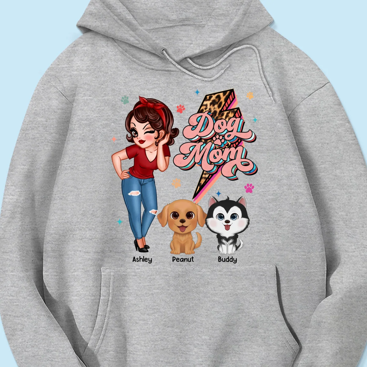 Dog Mom Retro Leopard Lightning Personalized Shirt - Image 16