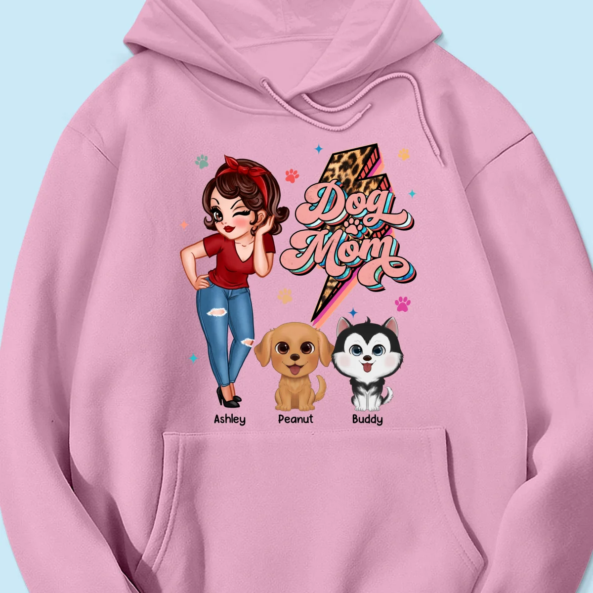 Dog Mom Retro Leopard Lightning Personalized Shirt - Image 17