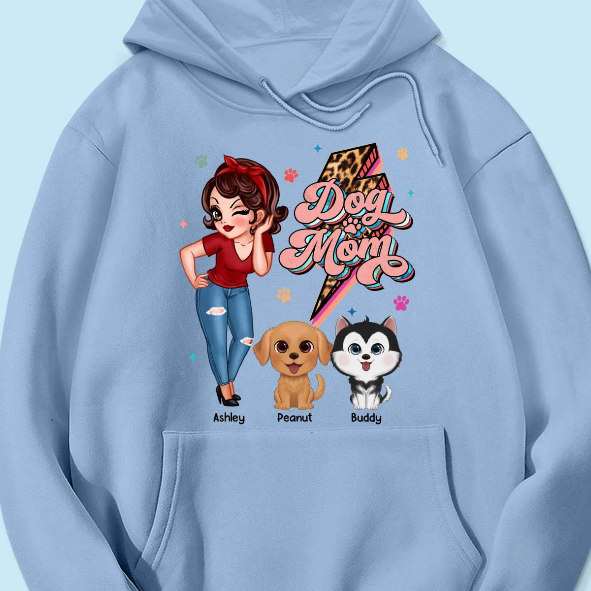 Dog Mom Retro Leopard Lightning Personalized Shirt - Image 18