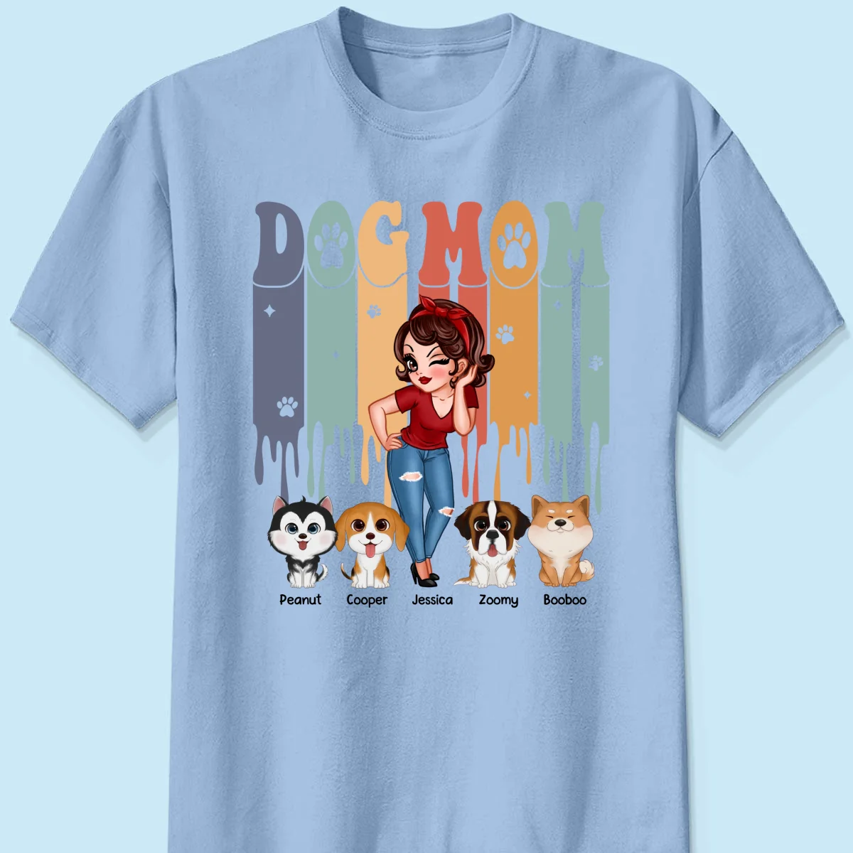 Dog Mom Retro Vintage Melting Personalized Shirt - Image 10