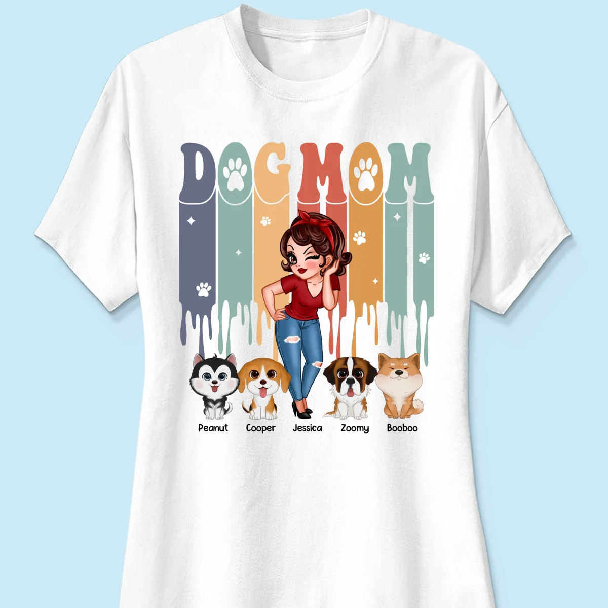Dog Mom Retro Vintage Melting Personalized Shirt - Image 11