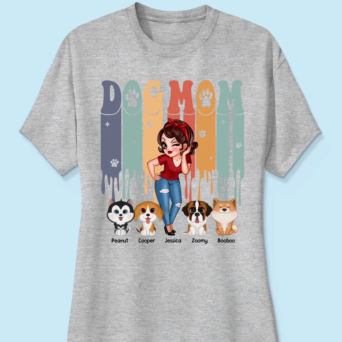Dog Mom Retro Vintage Melting Personalized Shirt - Image 12