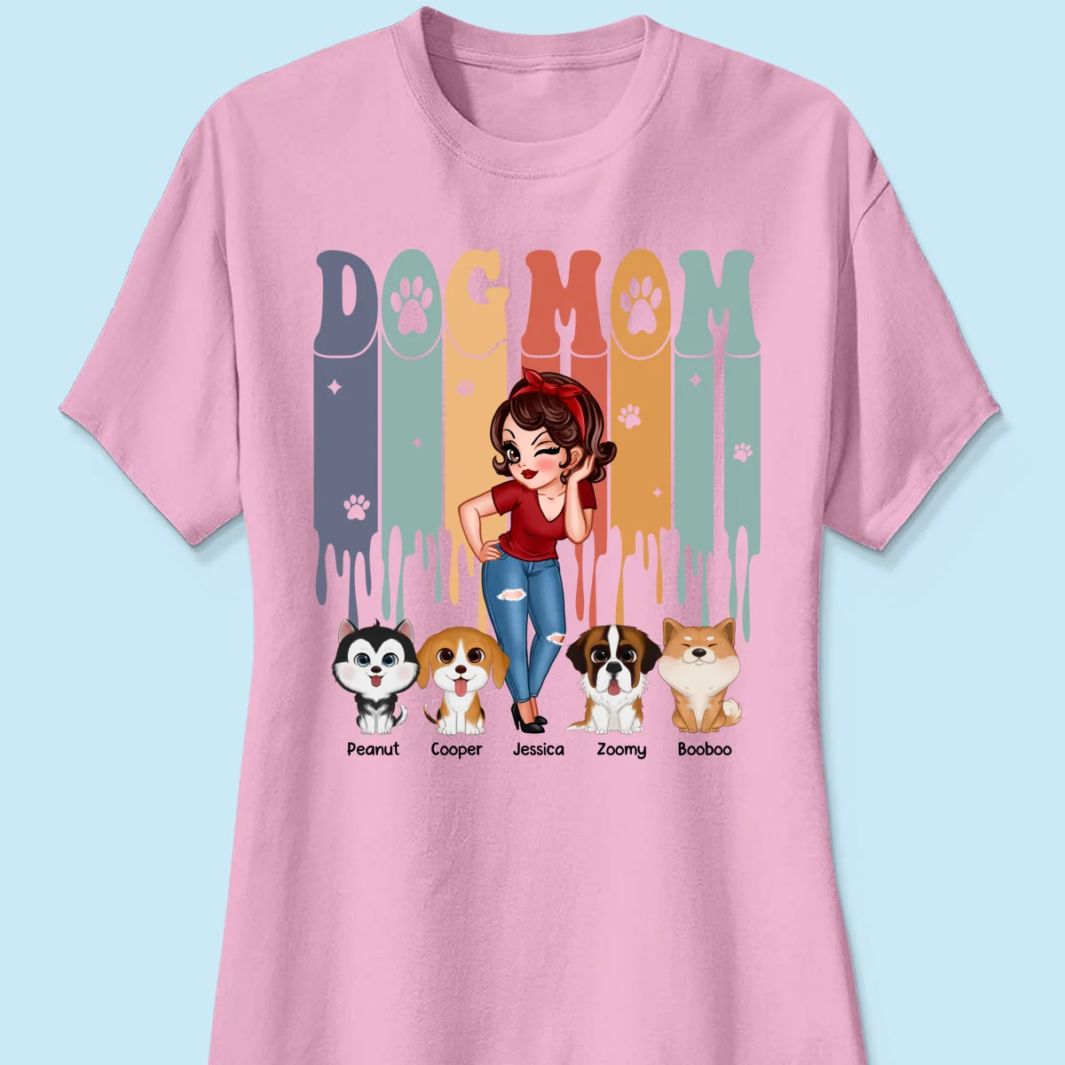 Dog Mom Retro Vintage Melting Personalized Shirt - Image 13