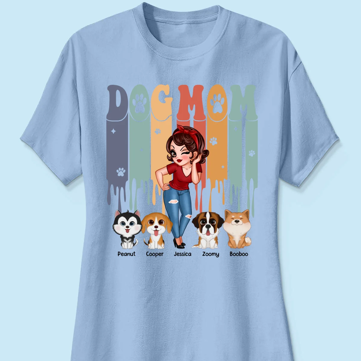 Dog Mom Retro Vintage Melting Personalized Shirt - Image 14