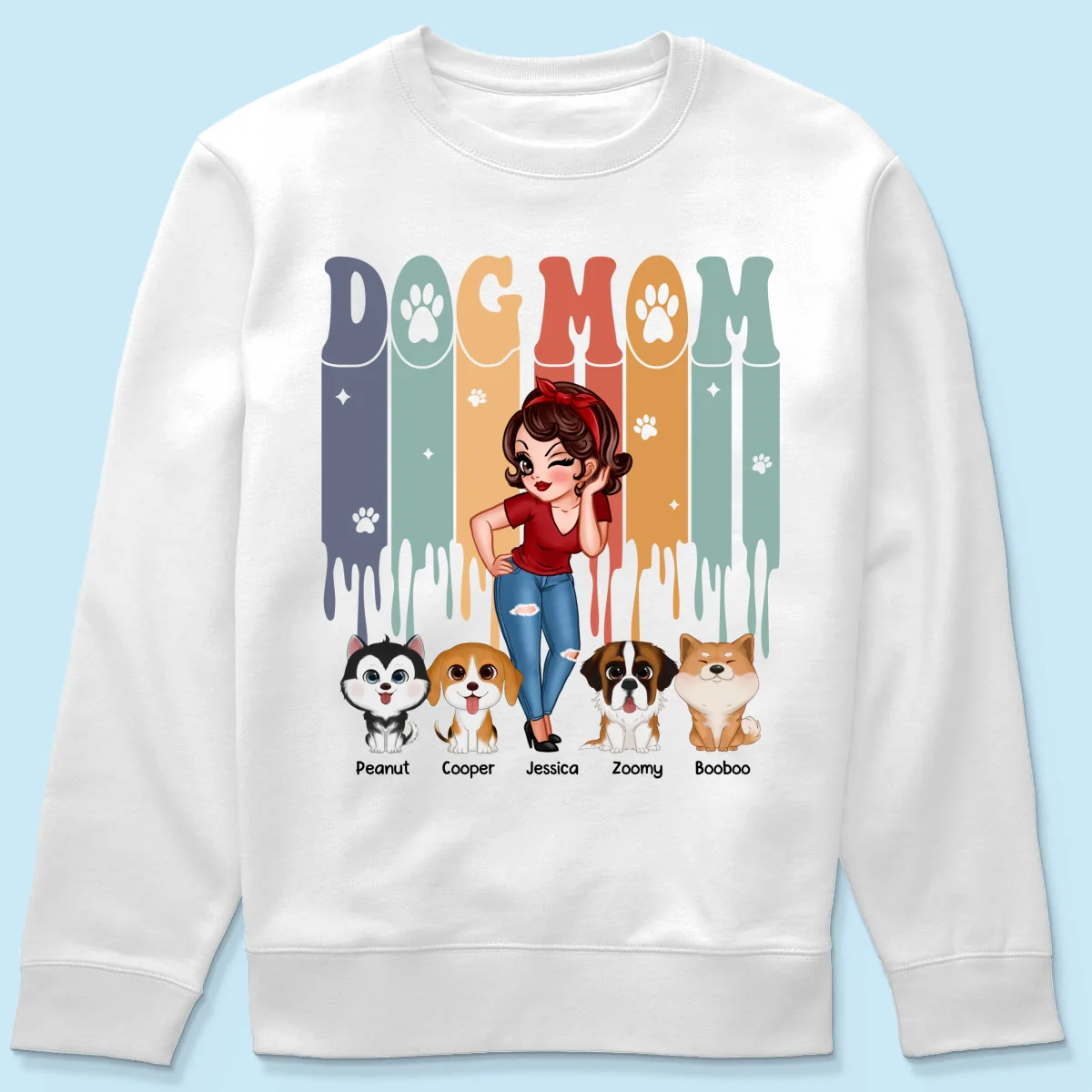 Dog Mom Retro Vintage Melting Personalized Shirt - Image 19