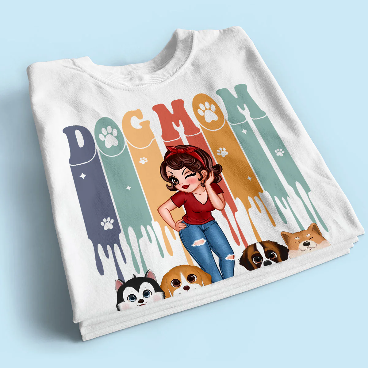 Dog Mom Retro Vintage Melting Personalized Shirt - Image 2