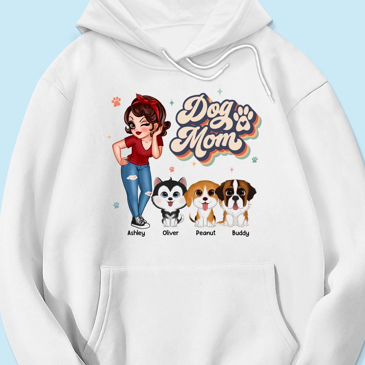 Dog Mom Retro With Peeking Dogs Personalized Shirt - Image 15