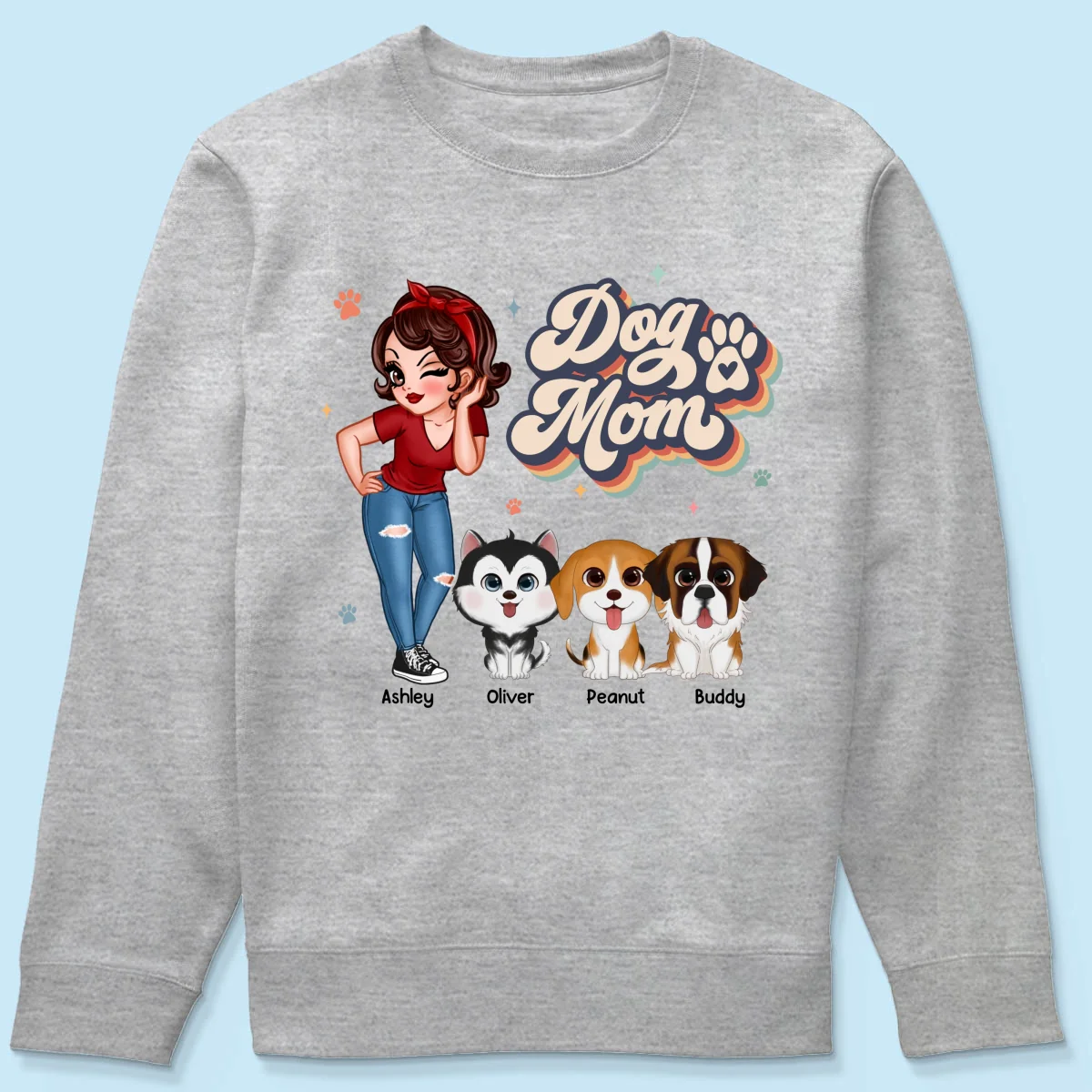 Dog Mom Retro With Peeking Dogs Personalized Shirt - Image 20