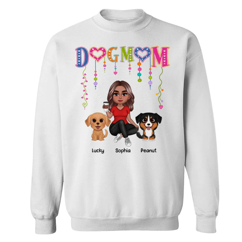 DOG MOM Strings Doll Woman And Watercolor Cute Dogs Personalized Shirt - Image 17