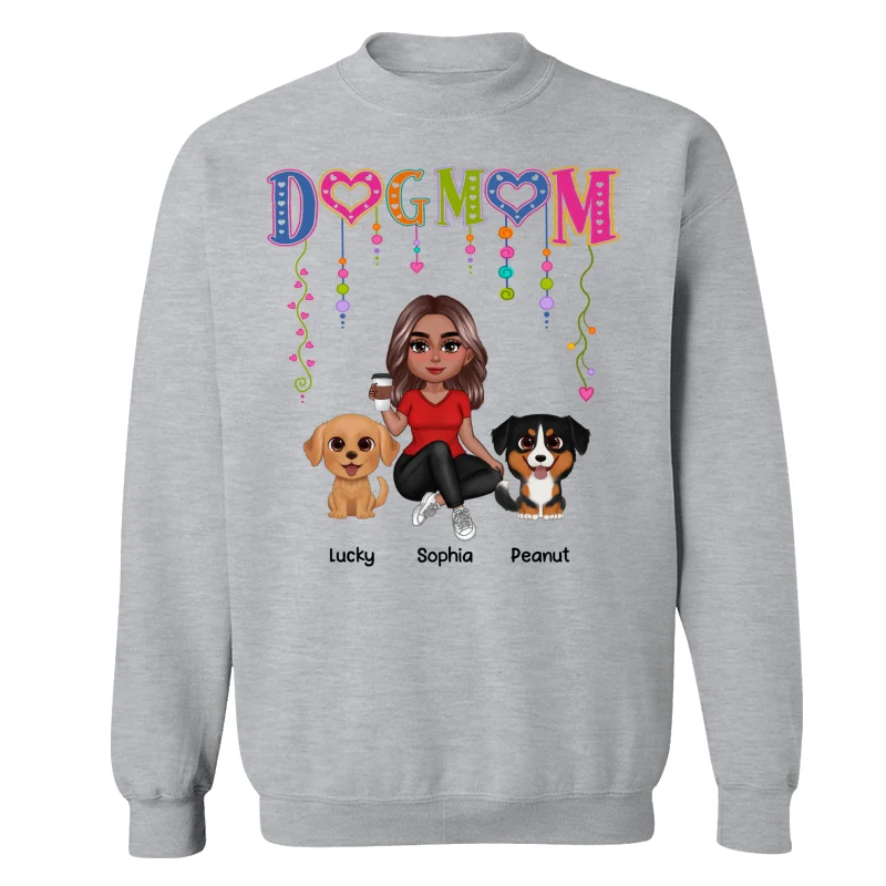 DOG MOM Strings Doll Woman And Watercolor Cute Dogs Personalized Shirt - Image 18