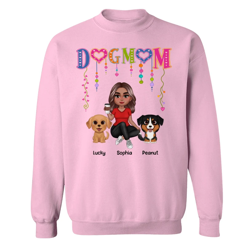 DOG MOM Strings Doll Woman And Watercolor Cute Dogs Personalized Shirt - Image 19