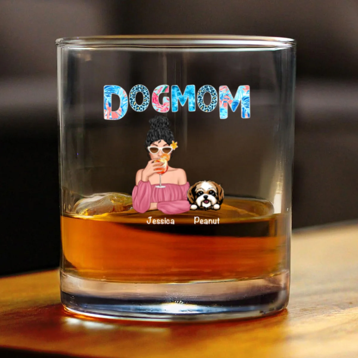Dog Mom Summer Patterned Personalized Wine Glass, Gift for Dog Moms - Image 10