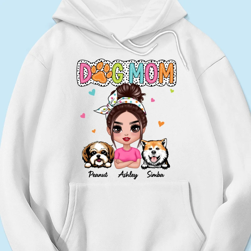 Dog Mom Summer Vibe Dots Sassy Woman & Peeking Dogs Personalized Shirt - Image 14