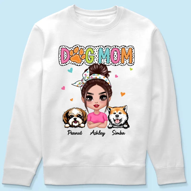 Dog Mom Summer Vibe Dots Sassy Woman & Peeking Dogs Personalized Shirt - Image 18