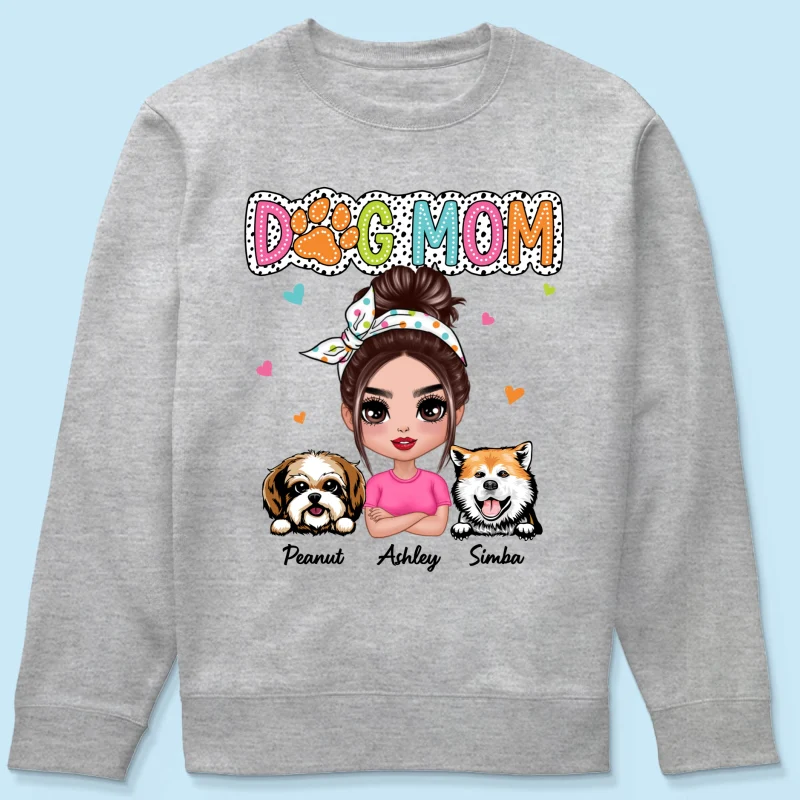 Dog Mom Summer Vibe Dots Sassy Woman & Peeking Dogs Personalized Shirt - Image 19