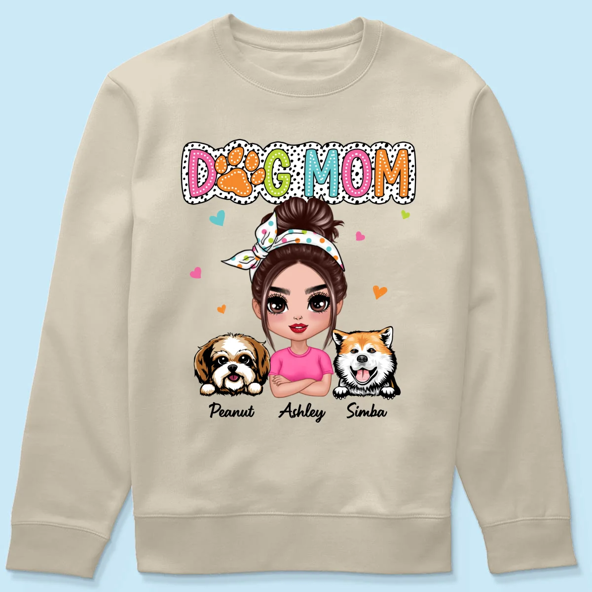 Dog Mom Summer Vibe Dots Sassy Woman & Peeking Dogs Personalized Shirt - Image 20