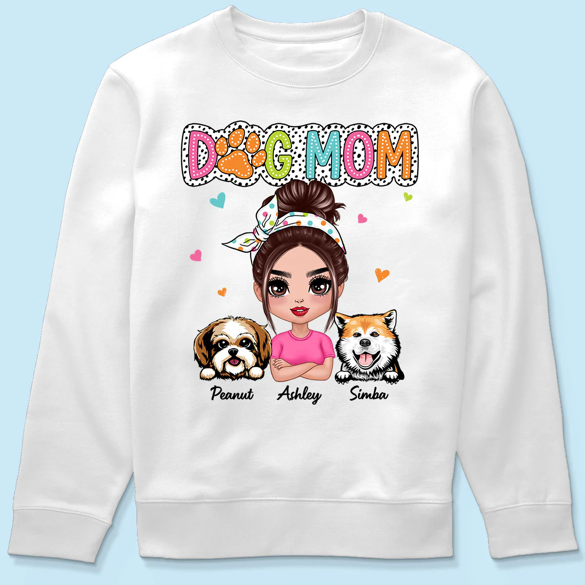 Dog Mom Summer Vibe Dots Sassy Woman & Peeking Dogs Personalized Shirt - Image 6