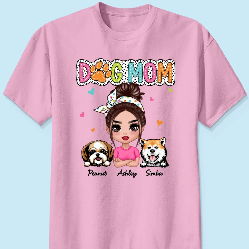 Dog Mom Summer Vibe Dots Sassy Woman & Peeking Dogs Personalized Shirt - Image 9
