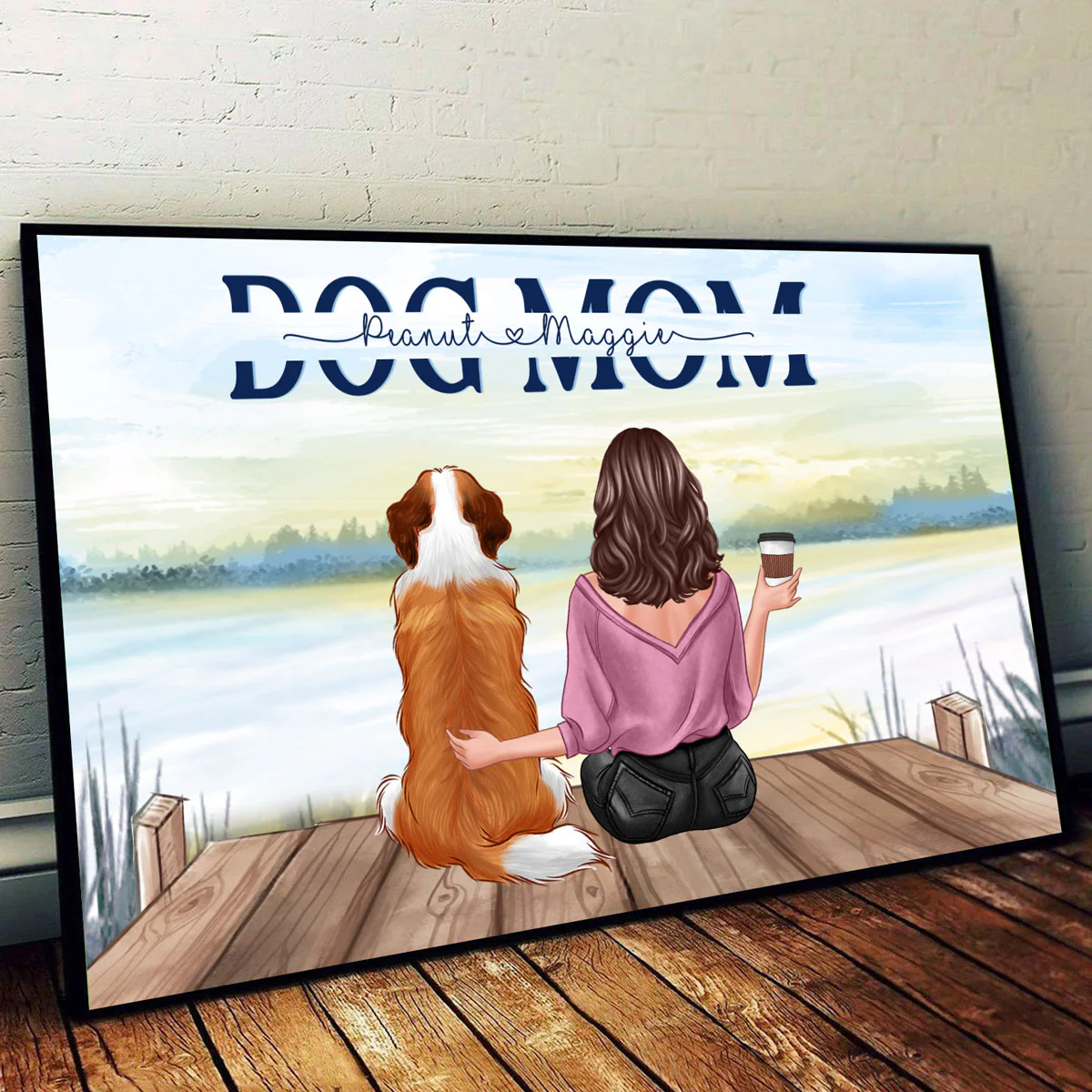 Dog Mom Text Cut Through Personalized Poster - Image 2