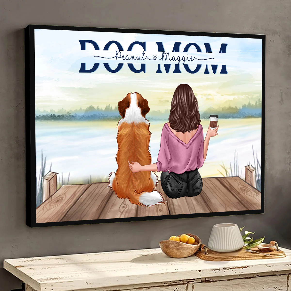 Dog Mom Text Cut Through Personalized Poster - Image 3