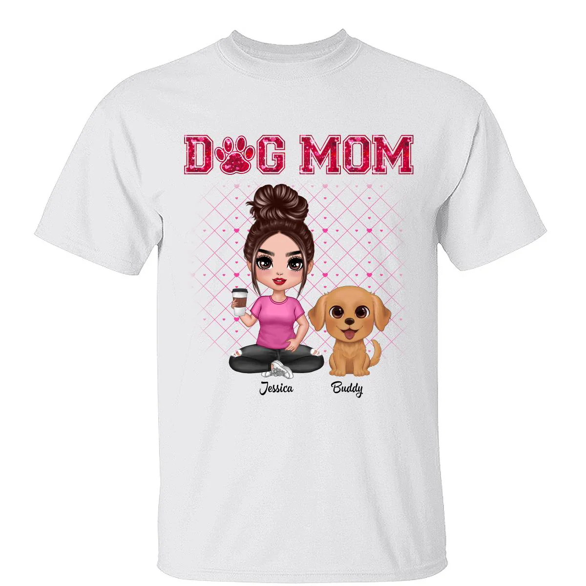 Dog Mom Watercolor Cute Dogs Valentine‘s Day Personalized Shirt