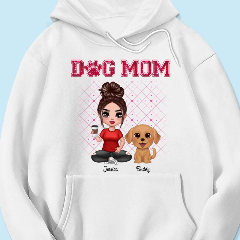 Dog Mom Watercolor Cute Dogs Valentine‘s Day Personalized Shirt - Image 11