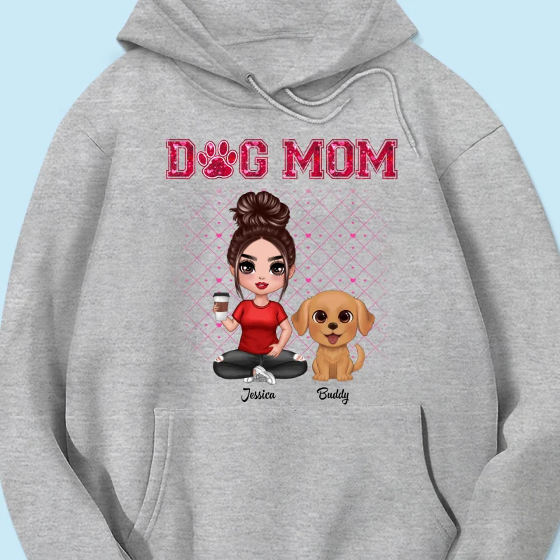 Dog Mom Watercolor Cute Dogs Valentine‘s Day Personalized Shirt - Image 12