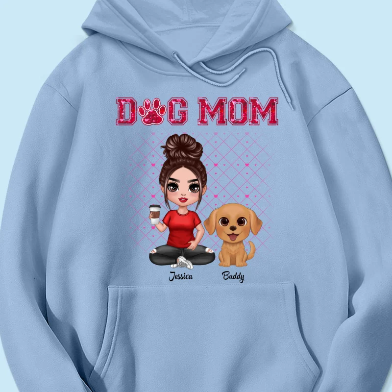 Dog Mom Watercolor Cute Dogs Valentine‘s Day Personalized Shirt - Image 13