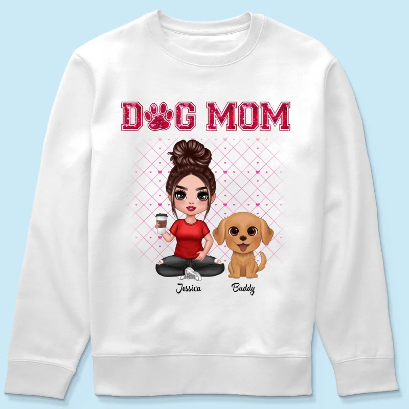 Dog Mom Watercolor Cute Dogs Valentine‘s Day Personalized Shirt - Image 14
