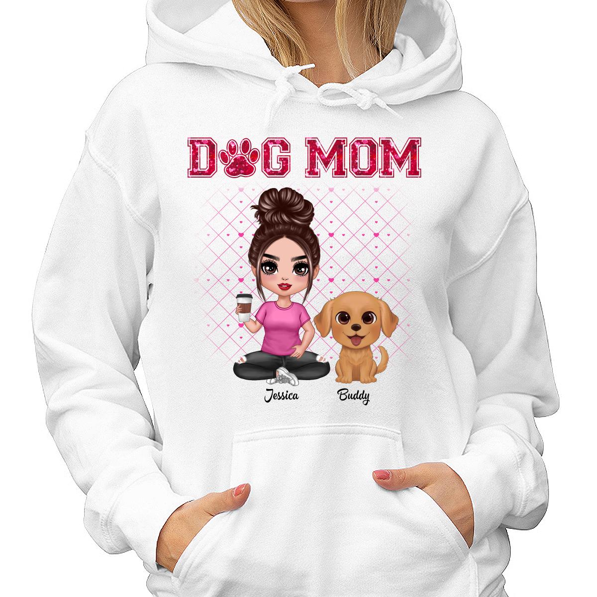 Dog Mom Watercolor Cute Dogs Valentine‘s Day Personalized Shirt - Image 4