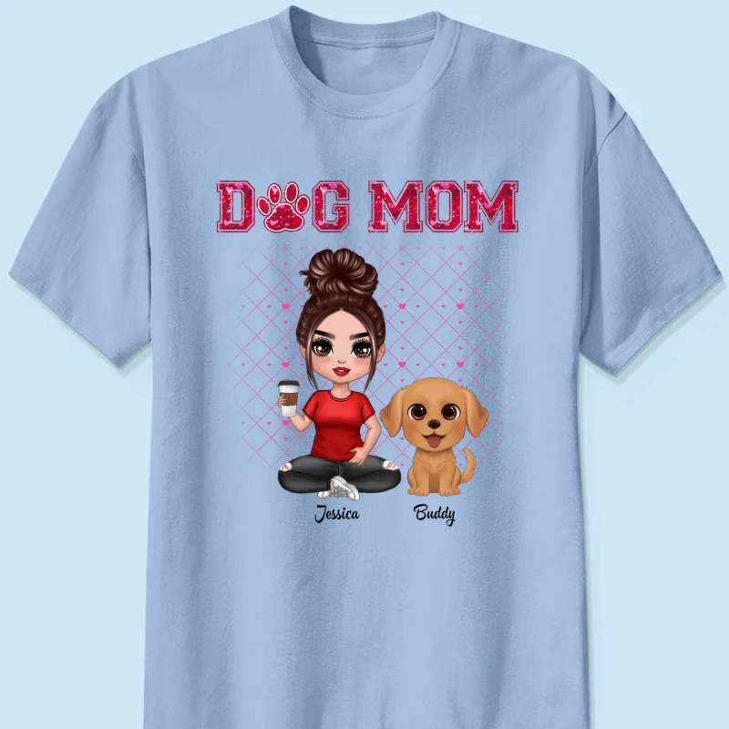 Dog Mom Watercolor Cute Dogs Valentine‘s Day Personalized Shirt - Image 7