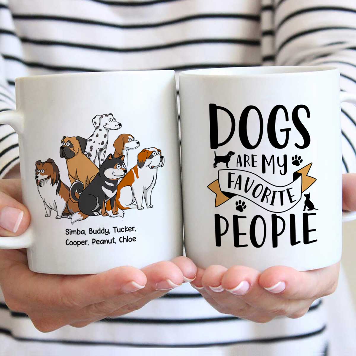 Dogs Are My Favorite People Funny Dogs Cartoon Personalized Mug - Image 3