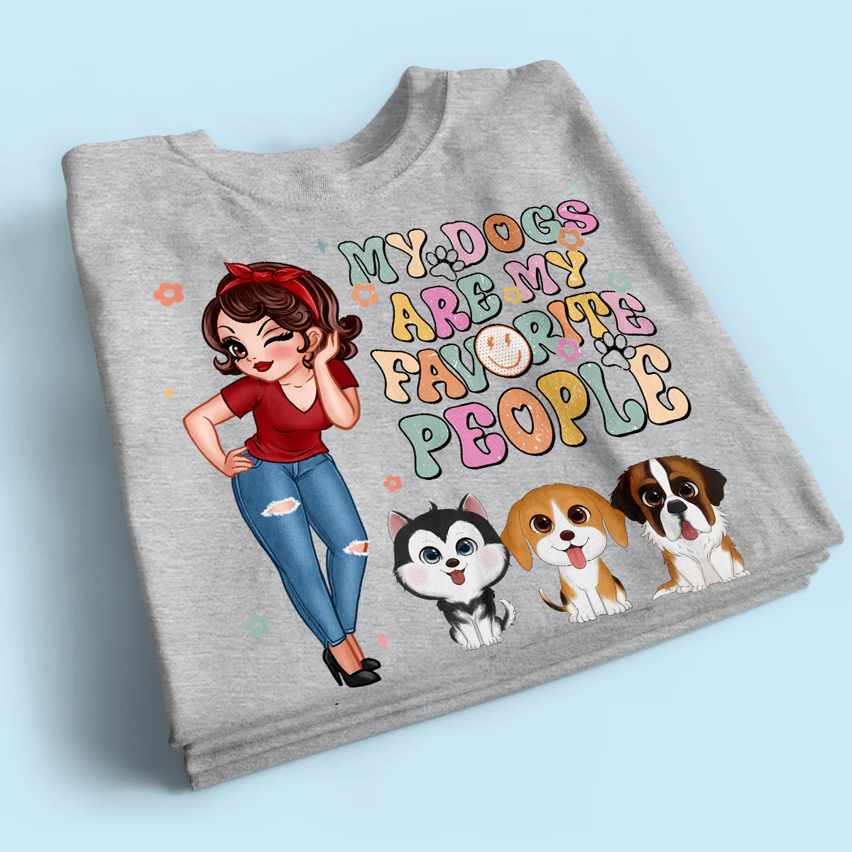Dogs Are My Favorite People Vintage Style Personalized Shirt - Image 2