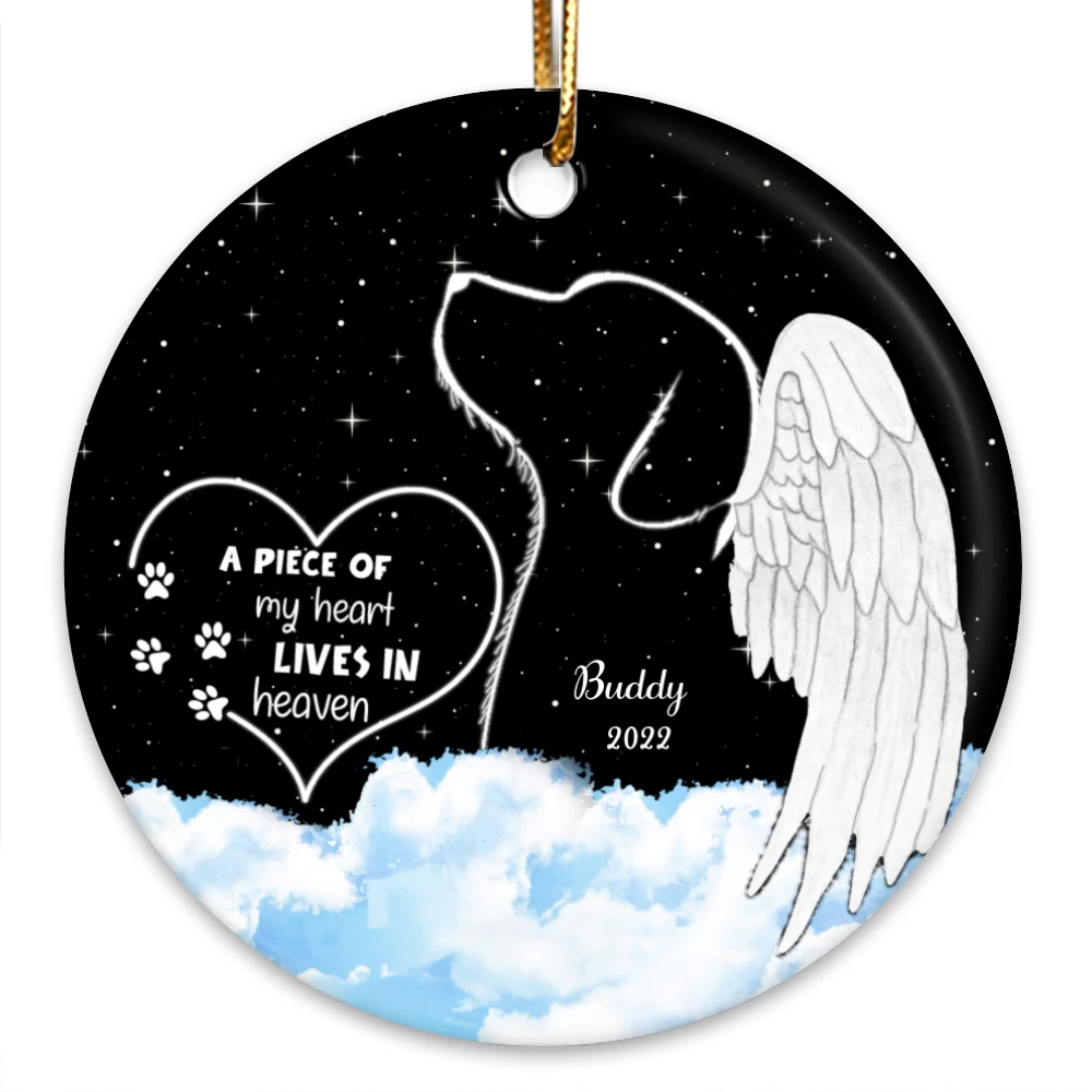 Dogs Cats Angel Starry Sky Memorial Personalized Circle Ceramic Ornament, Sympathy Gift - Image 7