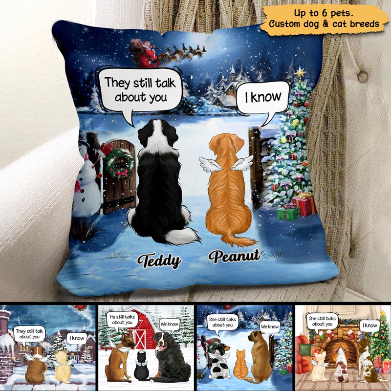 Dogs Cats Conversation Memorial Christmas Personalized Pillow (Insert Included) - Image 2