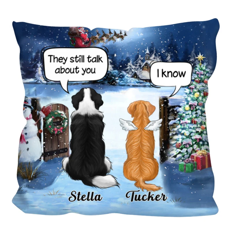 Dogs Cats Conversation Memorial Christmas Personalized Pillow (Insert Included) - Image 4