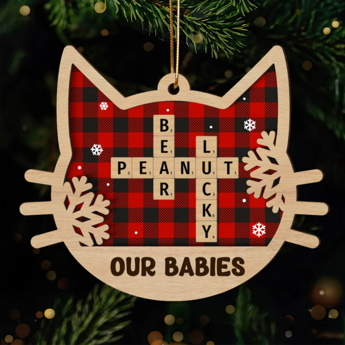 Dogs Cats Pet Names Crossword Puzzle Art Personalized 2-Layered Wooden Ornament, Christmas Gift for Pet Lovers - Image 10