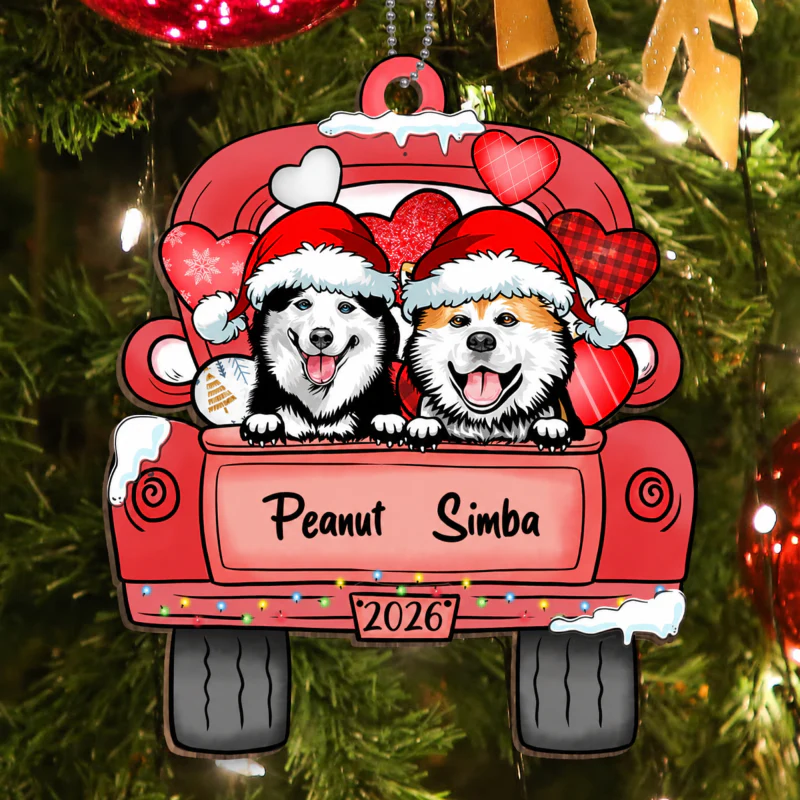 Dogs Christmas Pattern Personalized Wooden Ornament - Image 2